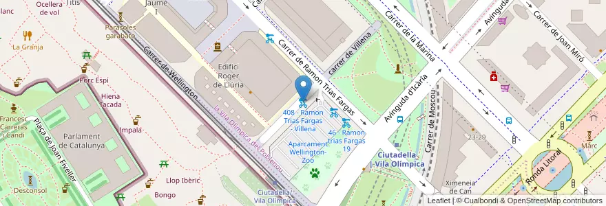 Mapa de ubicacion de 408 - Ramon Trias Fargas - Villena en Spanje, Catalonië, Barcelona, Barcelonès, Barcelona.