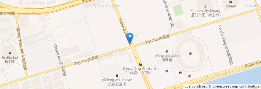 Mapa de ubicacion de 体育路海洋学院站 129000 en 中国, 福建省, 思明区.