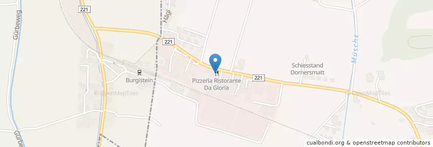 Mapa de ubicacion de Pizzeria Ristorante Da Gloria en Switzerland, Bern/Berne, Verwaltungsregion Oberland, Verwaltungskreis Thun.