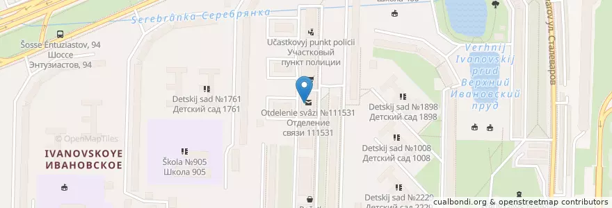Mapa de ubicacion de Отделение связи №111531 en Russia, Central Federal District, Moscow, Eastern Administrative Okrug, Ivanovskoye District.