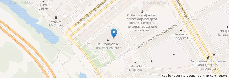 Mapa de ubicacion de Мираж Синема en Russia, Northwestern Federal District, Leningrad Oblast, Saint Petersburg, Приморский Район, Округ Юнтолово.