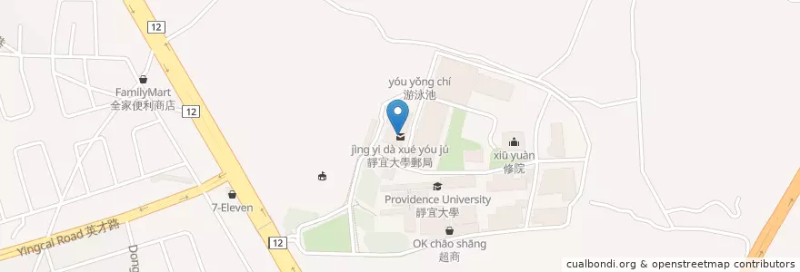Mapa de ubicacion de 靜宜大學郵局 en Taiwan, Taichung, 沙鹿區.