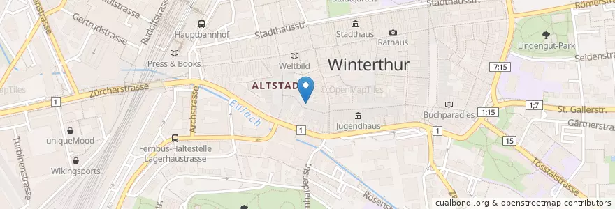Mapa de ubicacion de Friendensrichteramt Winterthur en Svizzera, Zurigo, Bezirk Winterthur, Winterthur.