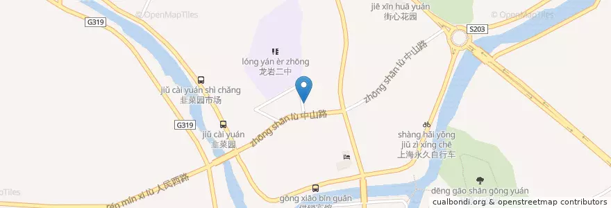 Mapa de ubicacion de 大众清汤粉 en 중국, 푸젠성, 룽옌시, 신뤄구.
