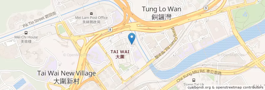 Mapa de ubicacion de 城河道公浴室 Shing Ho Road Public Bathhouse en الصين, غوانغدونغ, هونغ كونغ, الأقاليم الجديدة, 沙田區 Sha Tin District.