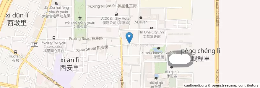 Mapa de ubicacion de 飯田食處 en تايوان, تاي شانغ, 西屯區.