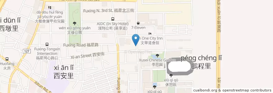 Mapa de ubicacion de 學甲人車輪餅 en 臺灣, 臺中市, 西屯區.