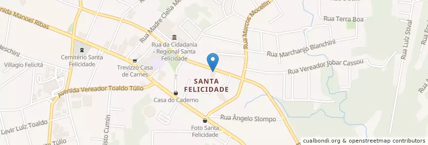 Mapa de ubicacion de Unidade de Saúde Santa Felicidade en Brazilië, Regio Zuid, Paraná, Região Geográfica Intermediária De Curitiba, Região Metropolitana De Curitiba, Microrregião De Curitiba, Curitiba.