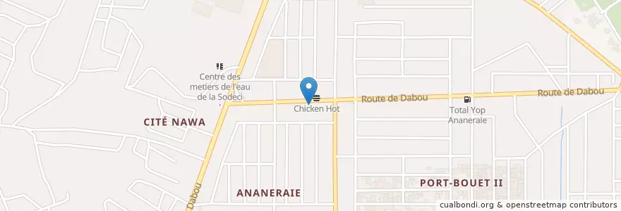 Mapa de ubicacion de Pharmacie Ananeraie en Côte D'Ivoire, Abidjan, Yopougon.