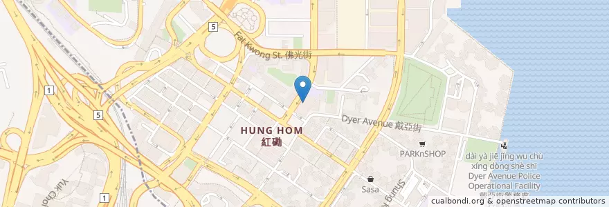 Mapa de ubicacion de 紅磡街市 Hung Hom Market en China, Guangdong, Hong Kong, Kowloon, Wilayah Baru, 九龍城區 Kowloon City District.