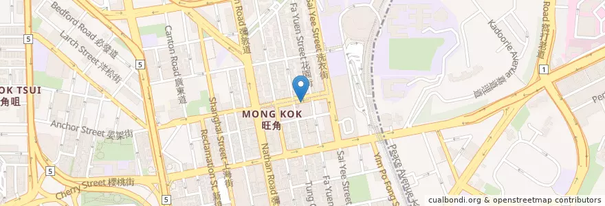 Mapa de ubicacion de 花園街街市 Fa Yuen Street Market en الصين, غوانغدونغ, هونغ كونغ, كولون, الأقاليم الجديدة, 油尖旺區 Yau Tsim Mong District.
