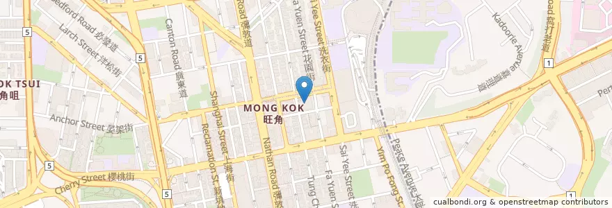 Mapa de ubicacion de 花園街公共圖書館 Fa Yuen Street Public Library en 중국, 광둥성, 홍콩, 가우룽, 신제, 油尖旺區 Yau Tsim Mong District.