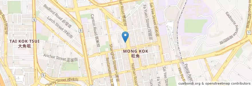 Mapa de ubicacion de 中國工商銀行 ICBC en China, Cantão, Hong Kong, Kowloon, Novos Territórios, 油尖旺區 Yau Tsim Mong District.