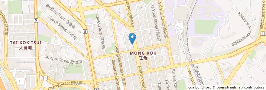 Mapa de ubicacion de 吉野家 Yoshinoya en China, Guangdong, Hong Kong, Kowloon, Wilayah Baru, 油尖旺區 Yau Tsim Mong District.