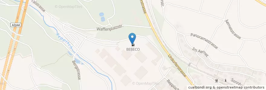 Mapa de ubicacion de BEBECO en Schweiz/Suisse/Svizzera/Svizra, Zürich, Bezirk Dietikon, Birmensdorf (Zh).