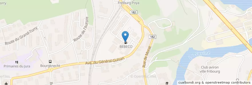 Mapa de ubicacion de BEBECO en Швейцария, Фрибур, District De La Sarine, Fribourg - Freiburg.