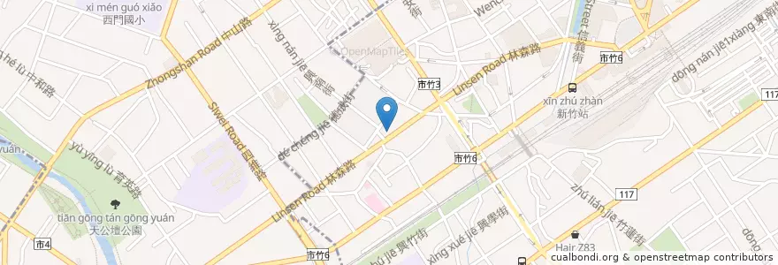 Mapa de ubicacion de 我家麵館 en تايوان, مقاطعة تايوان, سين شو.