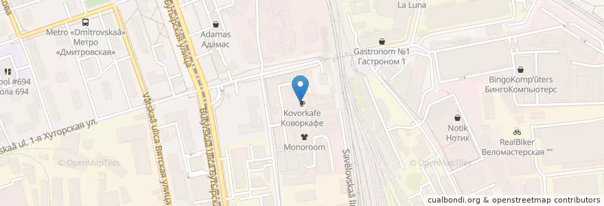 Mapa de ubicacion de Коворкафе en Russie, District Fédéral Central, Moscou, Северо-Восточный Административный Округ, Северный Административный Округ, Бутырский Район.