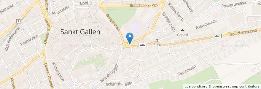 Mapa de ubicacion de GNUSS.INFO en Schweiz, Sankt Gallen, Wahlkreis St. Gallen, St. Gallen.