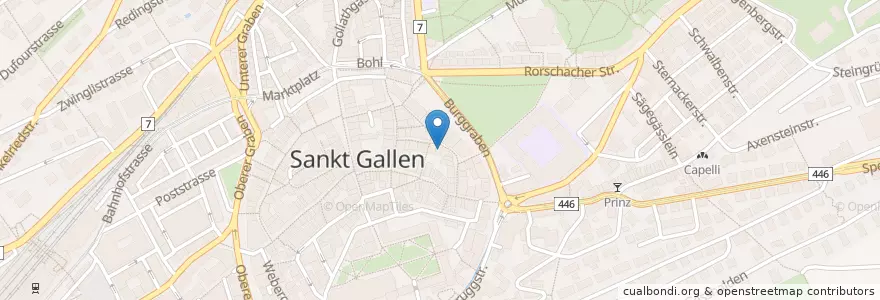 Mapa de ubicacion de Geschmackslokal en Schweiz, Sankt Gallen, Wahlkreis St. Gallen, St. Gallen.