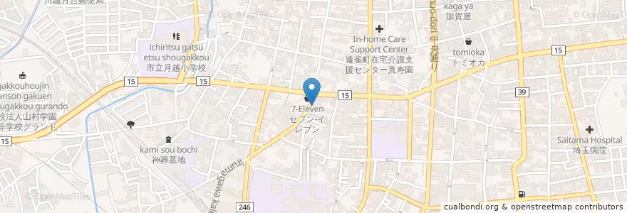 Mapa de ubicacion de 港町食堂 en Japonya, 埼玉県, 川越市.