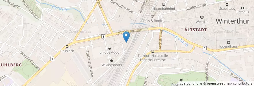 Mapa de ubicacion de Yooji's en Schweiz/Suisse/Svizzera/Svizra, Zürich, Bezirk Winterthur, Winterthur.