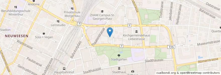 Mapa de ubicacion de Les Coulisses en Schweiz, Zürich, Bezirk Winterthur, Winterthur.