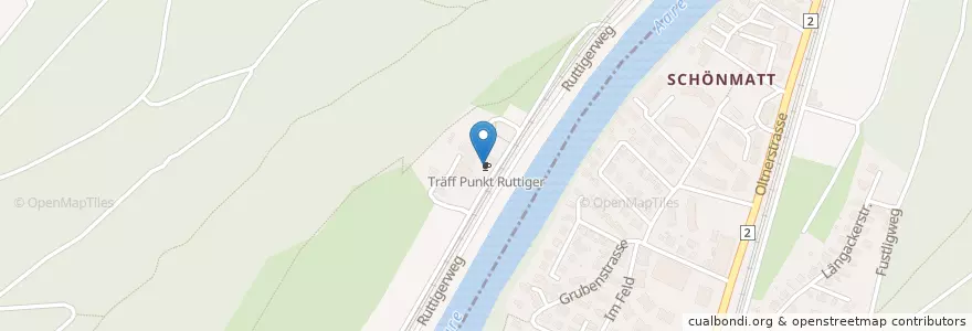 Mapa de ubicacion de Träff Punkt Ruttiger en Switzerland, Aargau, Solothurn, Bezirk Zofingen, Olten.
