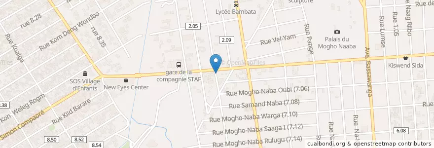 Mapa de ubicacion de Poulet télévisé en 부르키나파소, Centre, Kadiogo, 와가두구.