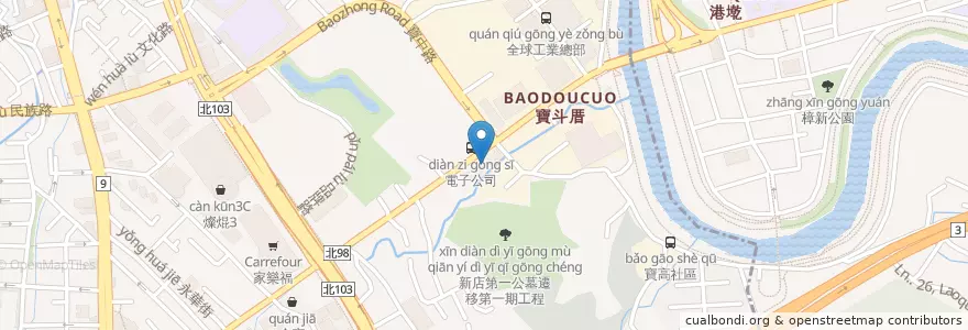 Mapa de ubicacion de 新店分局 en Taiwan, 新北市, 文山區, 新店區.