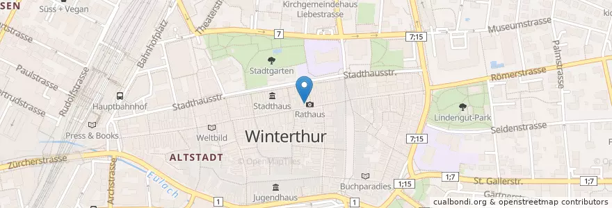 Mapa de ubicacion de Club zur Geduld en Switzerland, Zürich, Bezirk Winterthur, Winterthur.