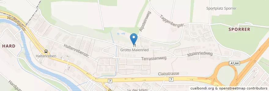Mapa de ubicacion de Grotto Maienried en İsviçre, Zürih, Bezirk Winterthur, Winterthur.
