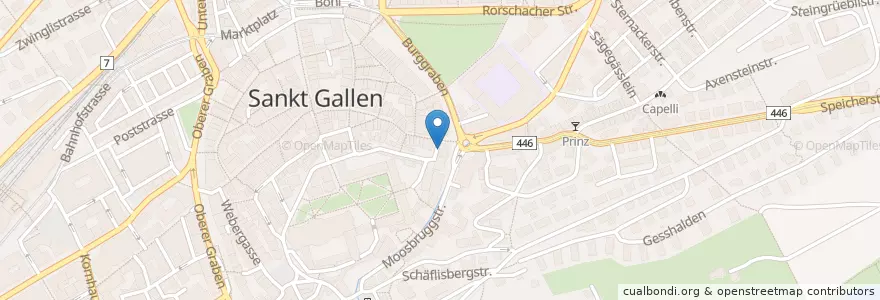 Mapa de ubicacion de arzthaus St. Gallen en スイス, ザンクト・ガレン州, Wahlkreis St. Gallen, St. Gallen.