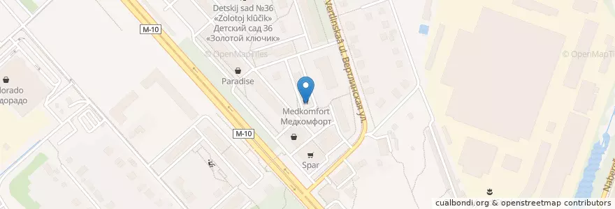 Mapa de ubicacion de Медкомфорт en Rusia, Distrito Federal Central, Óblast De Moscú, Городской Округ Солнечногорск.