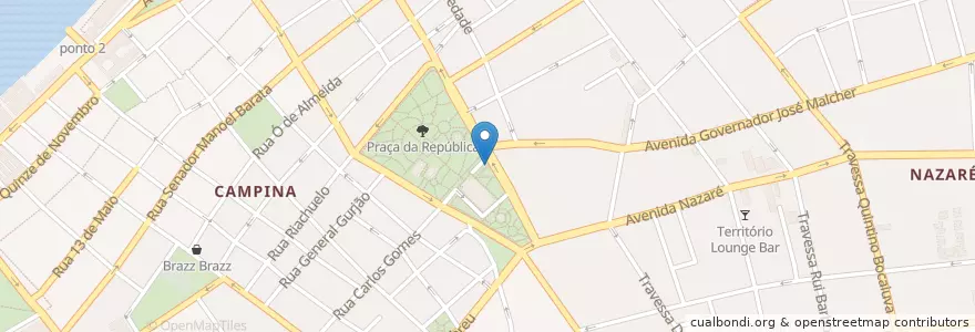 Mapa de ubicacion de Teatro da Paz en 브라질, 북부지방, 파라, Região Geográfica Intermediária De Belém, Microrregião De Belém, 벨렝.