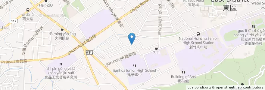 Mapa de ubicacion de 景記八佳醬麵飯館 en Taiwan, Taiwan, Hsinchu, 東區.