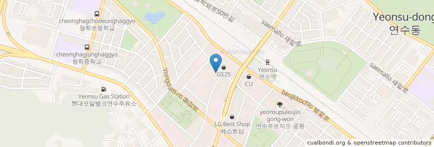 Mapa de ubicacion de NH농협은행 연수지점 (NH Bank) en Güney Kore, 인천, 연수구, 연수동.