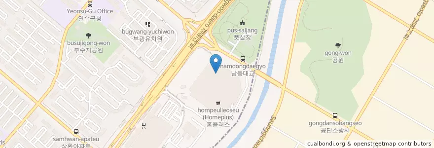 Mapa de ubicacion de 빕스 인천연수점 en Corea Del Sur, Incheon, 동춘동.