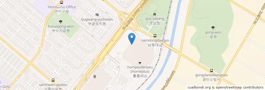 Mapa de ubicacion de 스시로 연수점 en 大韓民国, 仁川広域市, 동춘동.