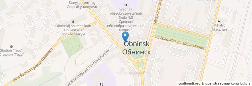 Mapa de ubicacion de Сервисный центр "Радиотехника" en Rusia, Distrito Federal Central, Óblast De Kaluga, Городской Округ Обнинск.