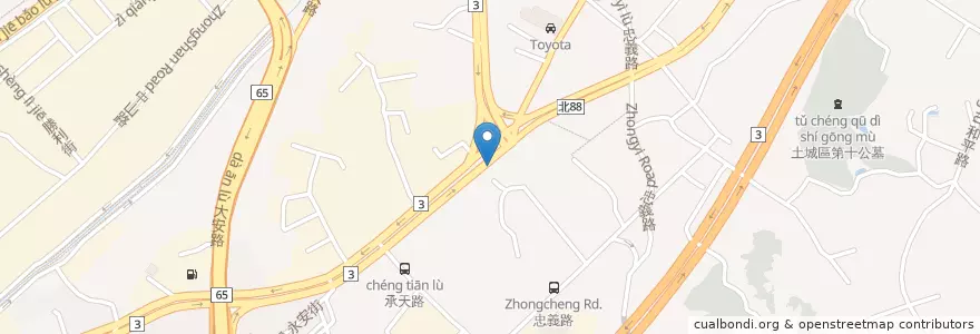 Mapa de ubicacion de 貴族世家牛排-土城中央店 en 타이완, 신베이 시, 투청 구.