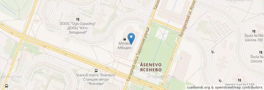 Mapa de ubicacion de Шоколадница en روسيا, Центральный Федеральный Округ, Москва, Юго-Западный Административный Округ, Район Ясенево.