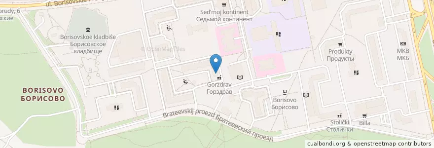 Mapa de ubicacion de Горздрав en Rusia, Центральный Федеральный Округ, Москва, Южный Административный Округ, Район Братеево.