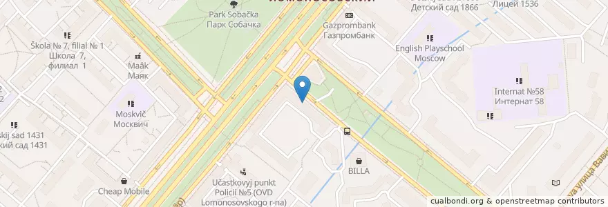 Mapa de ubicacion de АСНА en 러시아, Центральный Федеральный Округ, Москва, Юго-Западный Административный Округ, Ломоносовский Район.