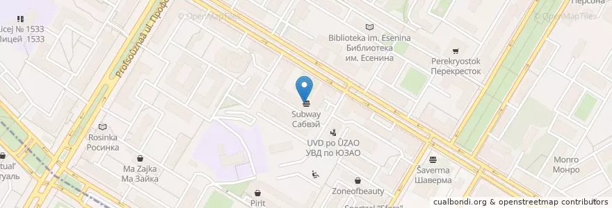 Mapa de ubicacion de Subway en روسیه, Центральный Федеральный Округ, Москва, Юго-Западный Административный Округ, Академический Район.