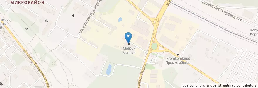 Mapa de ubicacion de Маячок en Rússia, Distrito Federal Central, Oblast De Moscou, Москва, Зеленоградский Административный Округ, Район Крюково.