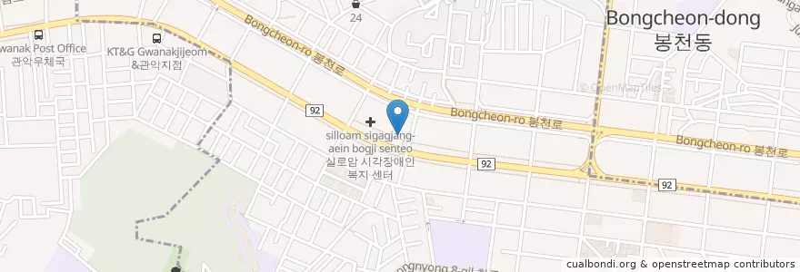 Mapa de ubicacion de EDIYA COFFEE en كوريا الجنوبية, سول, 관악구, 청룡동.