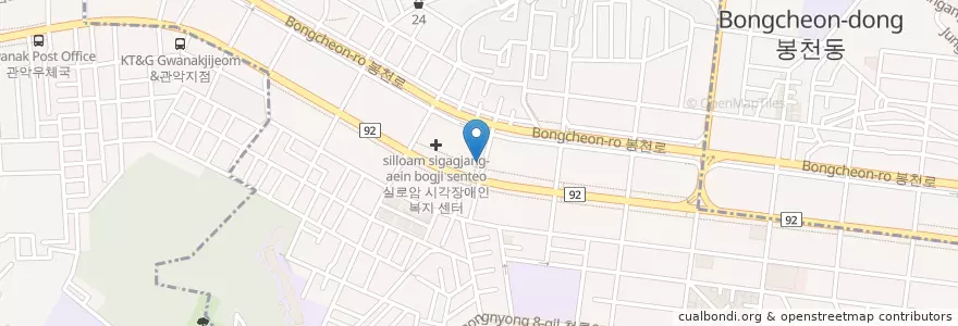 Mapa de ubicacion de 고창복의 낙지세상 en Coreia Do Sul, Seul, 관악구, 청룡동.