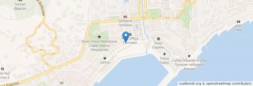 Mapa de ubicacion de Банк Россия en Russland, Föderationskreis Südrussland, Autonome Republik Krim, Republik Krim, Jaltaer Stadtrat, Stadtkreis Jalta.