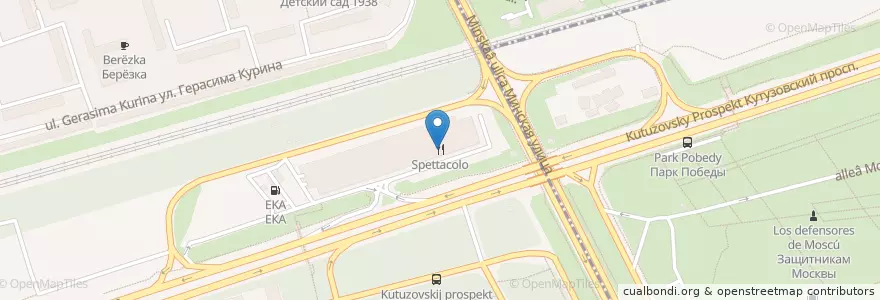 Mapa de ubicacion de Spettacolo en Rússia, Distrito Federal Central, Москва, Западный Административный Округ, Район Фили-Давыдково.